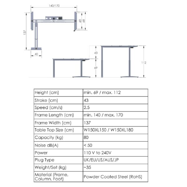 Height Adjustable Table FAMHAT-LM23