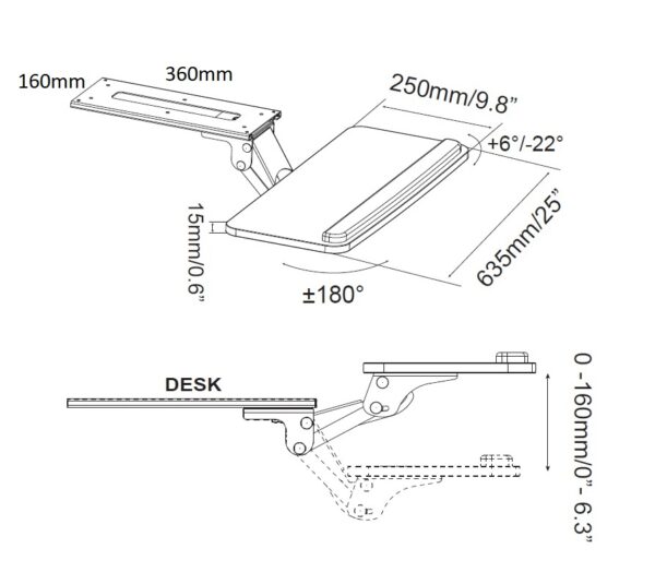 FAMK-822 Keyboard Tray Drawings